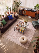 Ruby Passion Embroidery Beige Classic Bordered Rug