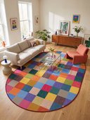 Rainbow Checkerboard Modern Rug
