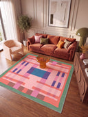 Intersection Pink Geometric Rug