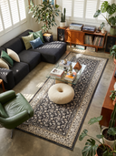 Hatai Black Classic Bordered Rug