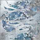 Cherry Blossom Dance Blue Floral Rug
