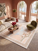 Abstract Primitive Cream Geometric Rug