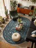 Mirrored Rose Blue Floral Classic Rug