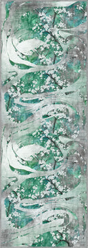 Cherry Blossom Dance Green Floral Rug