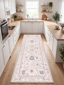 Stylized Palmette Cream Classic Bordered Rug