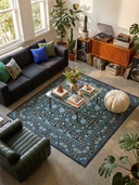 Mirrored Rose Blue Floral Classic Rug