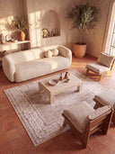 Ruby Passion Medallion Beige Classic Bordered Rug