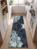 Ebru Blue Abstract Rug