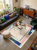 Carnival Geometric Bordered Rug