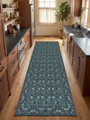 Mirrored Rose Blue Floral Classic Rug
