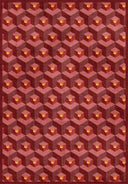 Honeycomb Red Geometric Rug