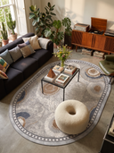 Ringed Agate Gray Modern Bordered Rug