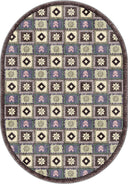 Colorful Motifs Anthracite Kilim Rug