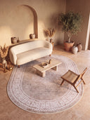 Ruby Passion Medallion Beige Classic Bordered Rug