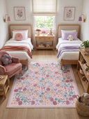 Stroll in the Meadow Pink Kids Room Rug
