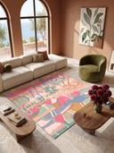 Duru Ethnic Pink Modern Rug