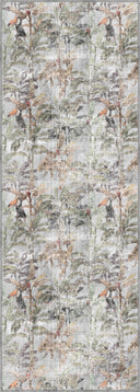 Tropical Garden Gray Animal Print Rug