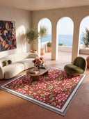 Wild Rose Red Floral Rug