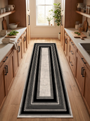 Op-Art Black Modern Bordered Rug
