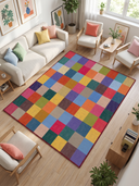 Rainbow Checkerboard Modern Rug