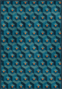 Honeycomb Blue Geometric Rug