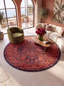 Ruby Passion Embroidery Red Classic Bordered Rug