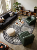 Linear Rhythms Black and White Geometric Rug