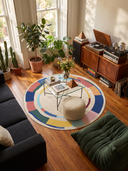 Carnival Geometric Bordered Rug