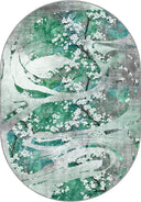 Cherry Blossom Dance Green Floral Rug