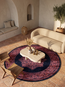 Ruby Passion Medallion Rose Pink Classic Bordered Rug