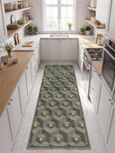 Honeycomb Green Geometric Rug