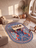 Confidant Garden Blue Animal Print Rug