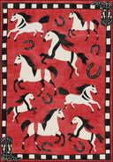 Red Horses Animal Print Rug