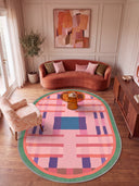 Intersection Pink Geometric Rug