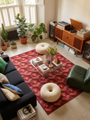 Honeycomb Red Geometric Rug