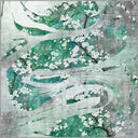 Cherry Blossom Dance Green Floral Rug
