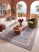 Night Afshani Blue Classic Bordered Rug