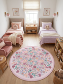 Stroll in the Meadow Pink Kids Room Rug