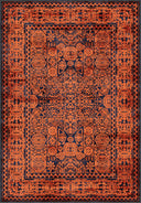 Ruby Passion Embroidery Red Classic Bordered Rug