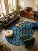 Honeycomb Blue Geometric Rug