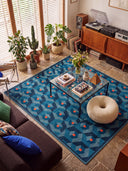 Honeycomb Blue Geometric Rug
