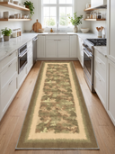 Camouflage Green Modern Bordered Rug