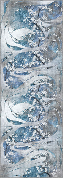 Cherry Blossom Dance Blue Floral Rug
