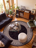 Mystic Meander Black Classic Bordered Rug