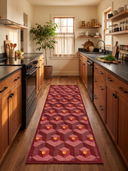 Honeycomb Red Geometric Rug