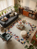 Mosaic Blue Geometric Rug