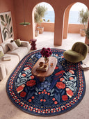 Confidant Garden Navy Animal Print Rug