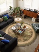 Camouflage Green Modern Bordered Rug