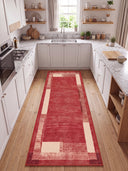 Ocak Terracotta Geometric Bordered Rug