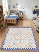 Mosaic Blue Kids Room Rug